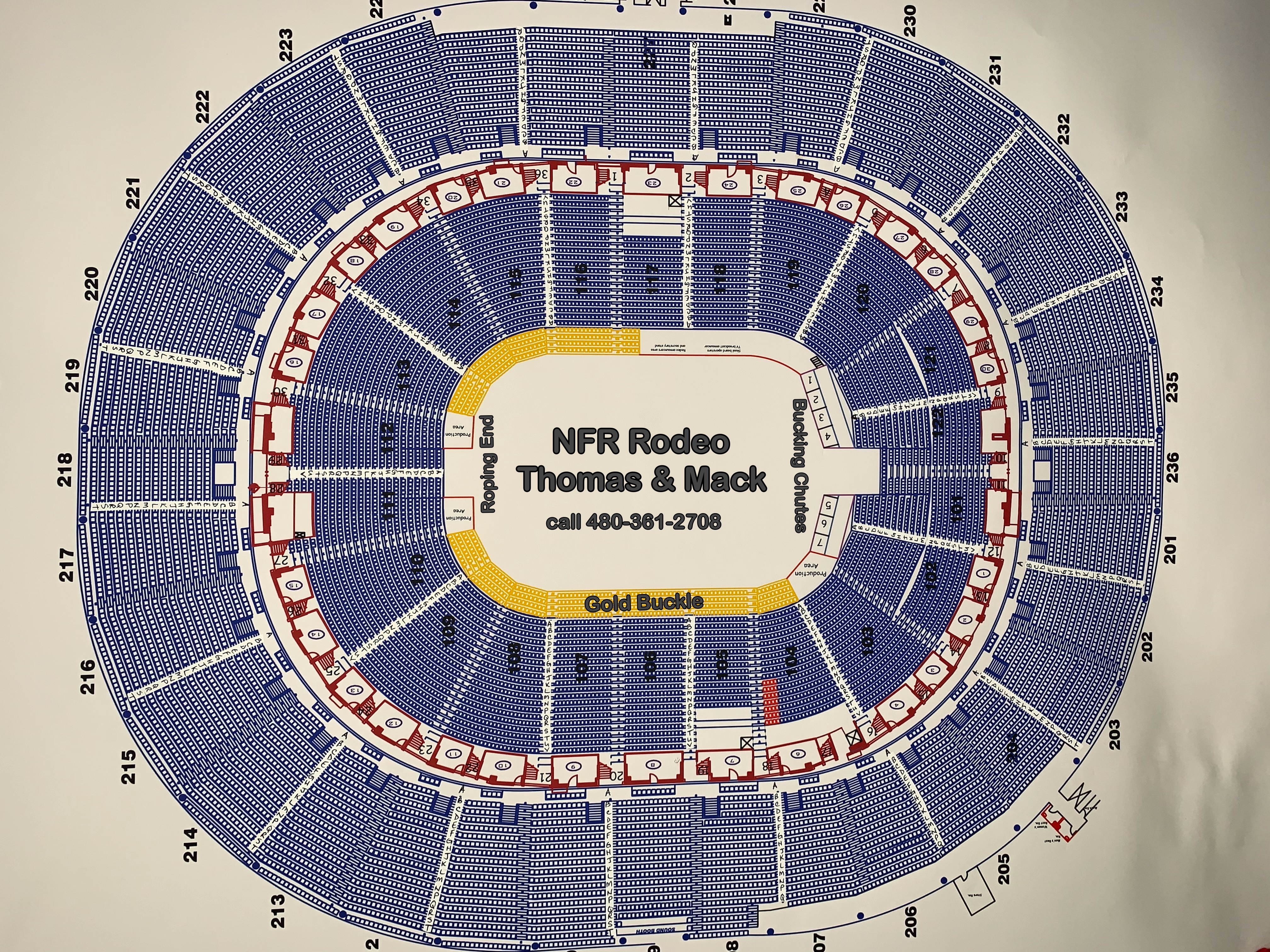 Thomas & Mack Seating Chart with Sections & Rows.